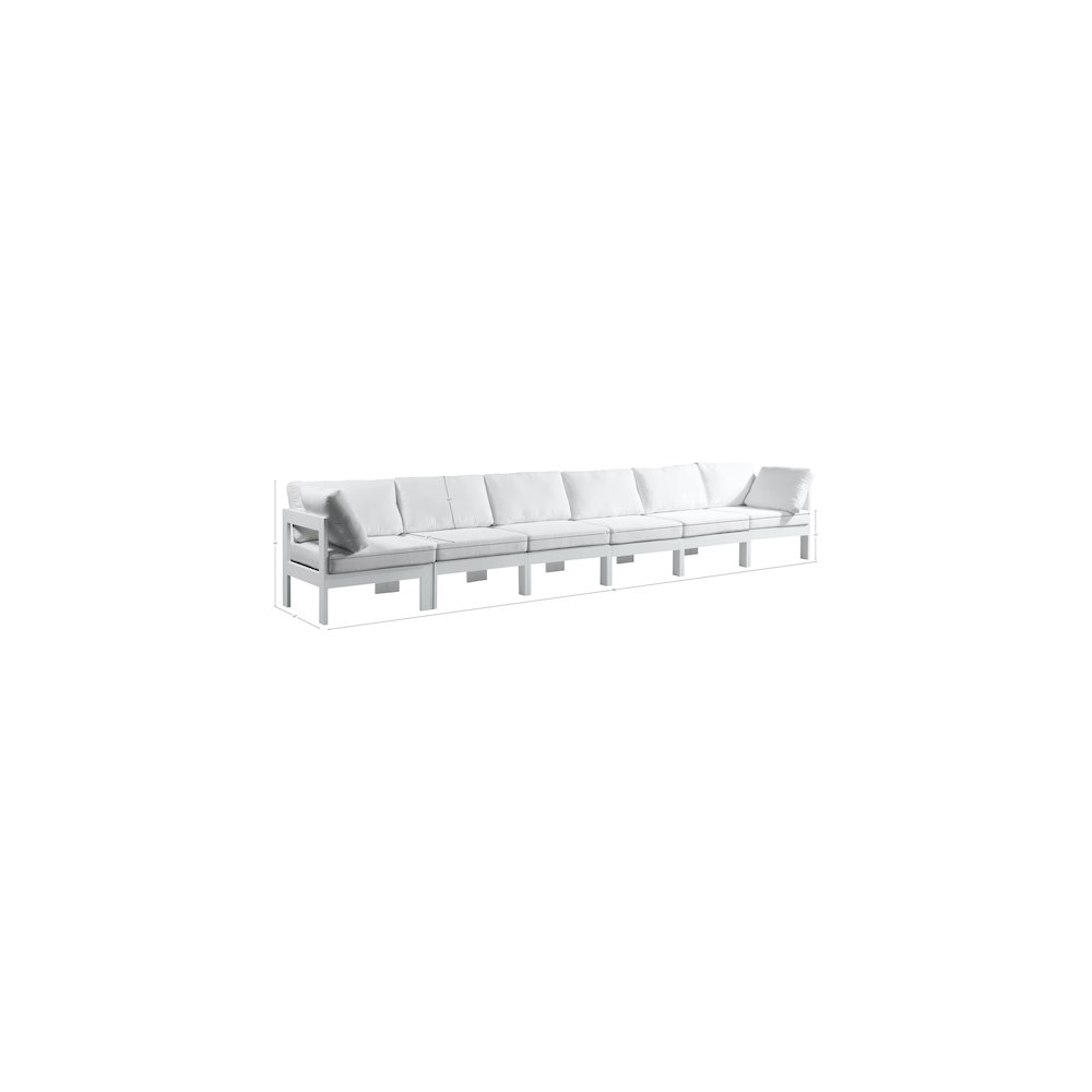 Nizuc White Water Resistant Fabric Outdoor Patio Modular Sofa. Picture 7