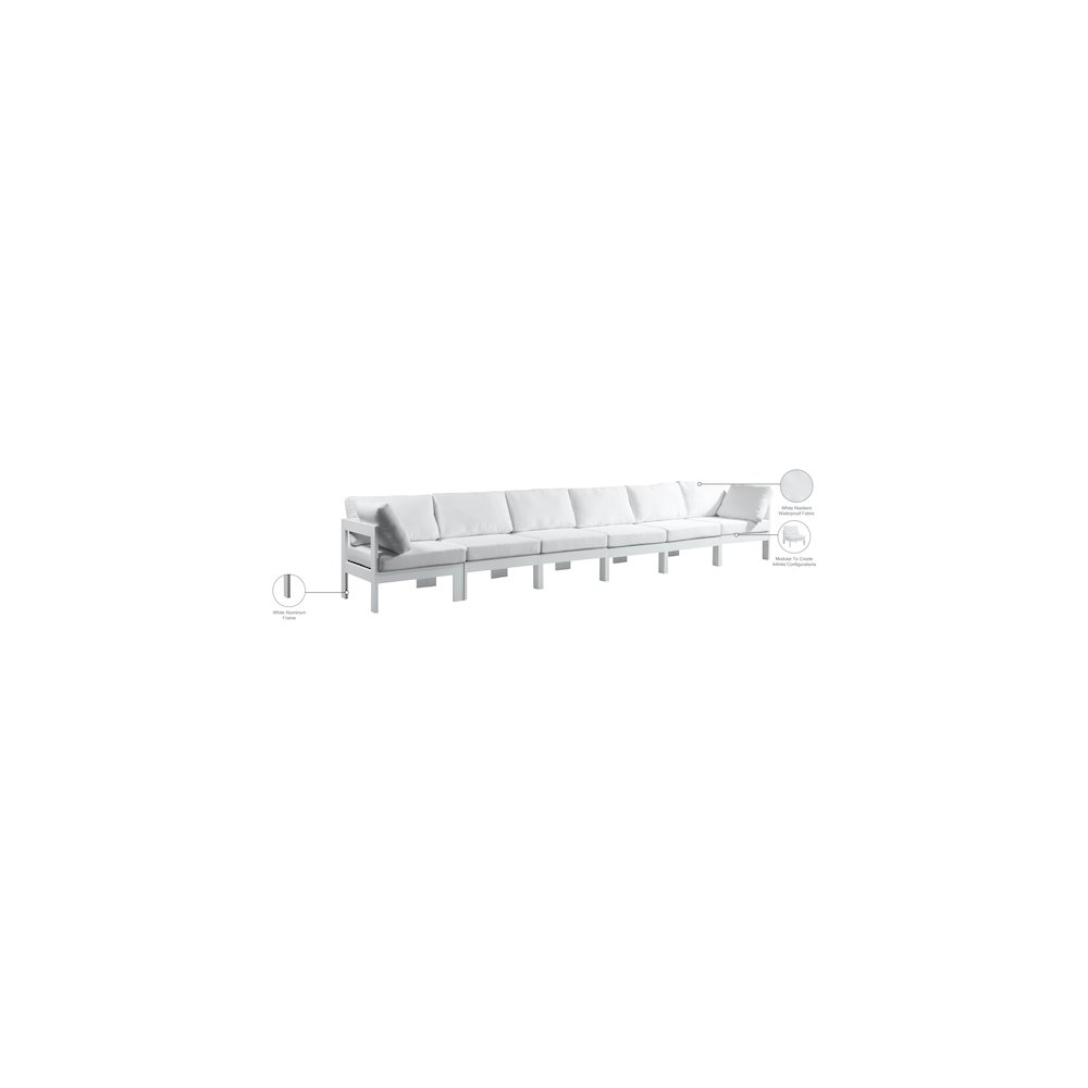 Nizuc White Water Resistant Fabric Outdoor Patio Modular Sofa. Picture 8