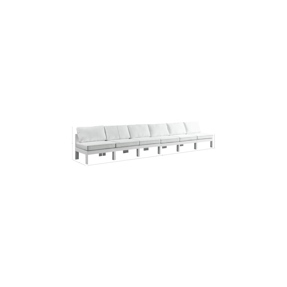 Nizuc White Water Resistant Fabric Outdoor Patio Modular Sofa. Picture 7