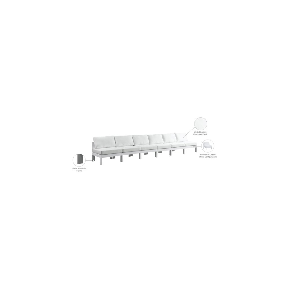 Nizuc White Water Resistant Fabric Outdoor Patio Modular Sofa. Picture 8