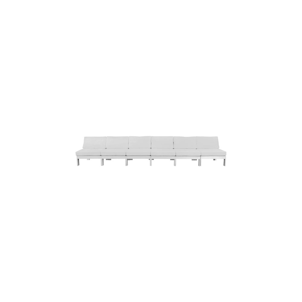 Nizuc White Water Resistant Fabric Outdoor Patio Modular Sofa. Picture 4