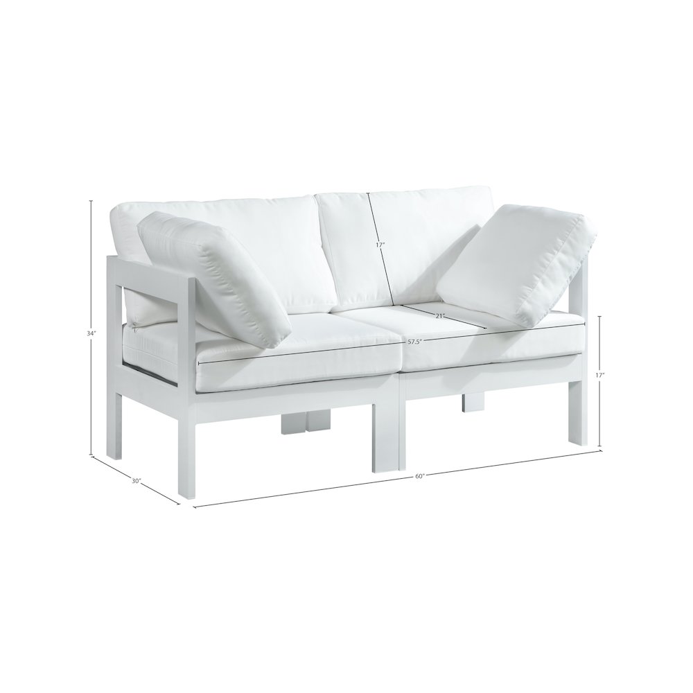 Nizuc White Water Resistant Fabric Outdoor Patio Modular Sofa. Picture 7