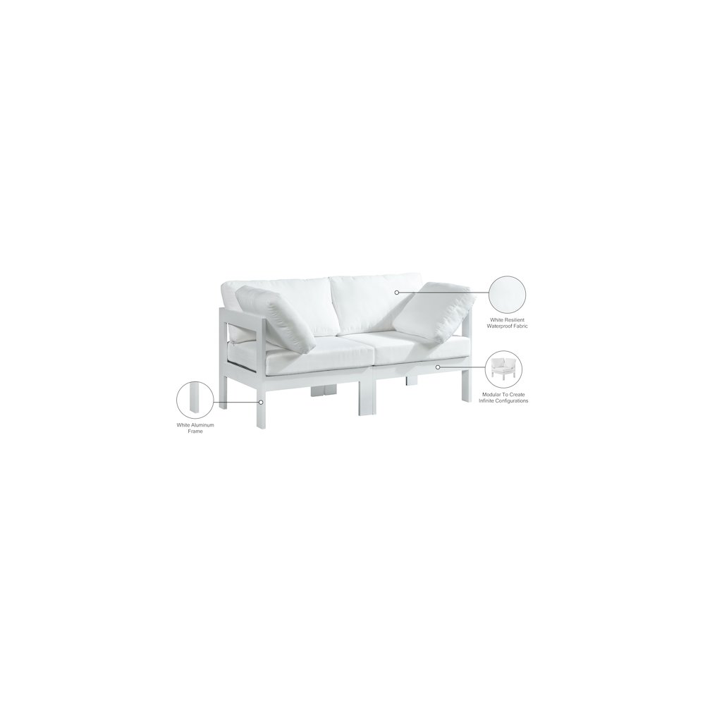 Nizuc White Water Resistant Fabric Outdoor Patio Modular Sofa. Picture 8