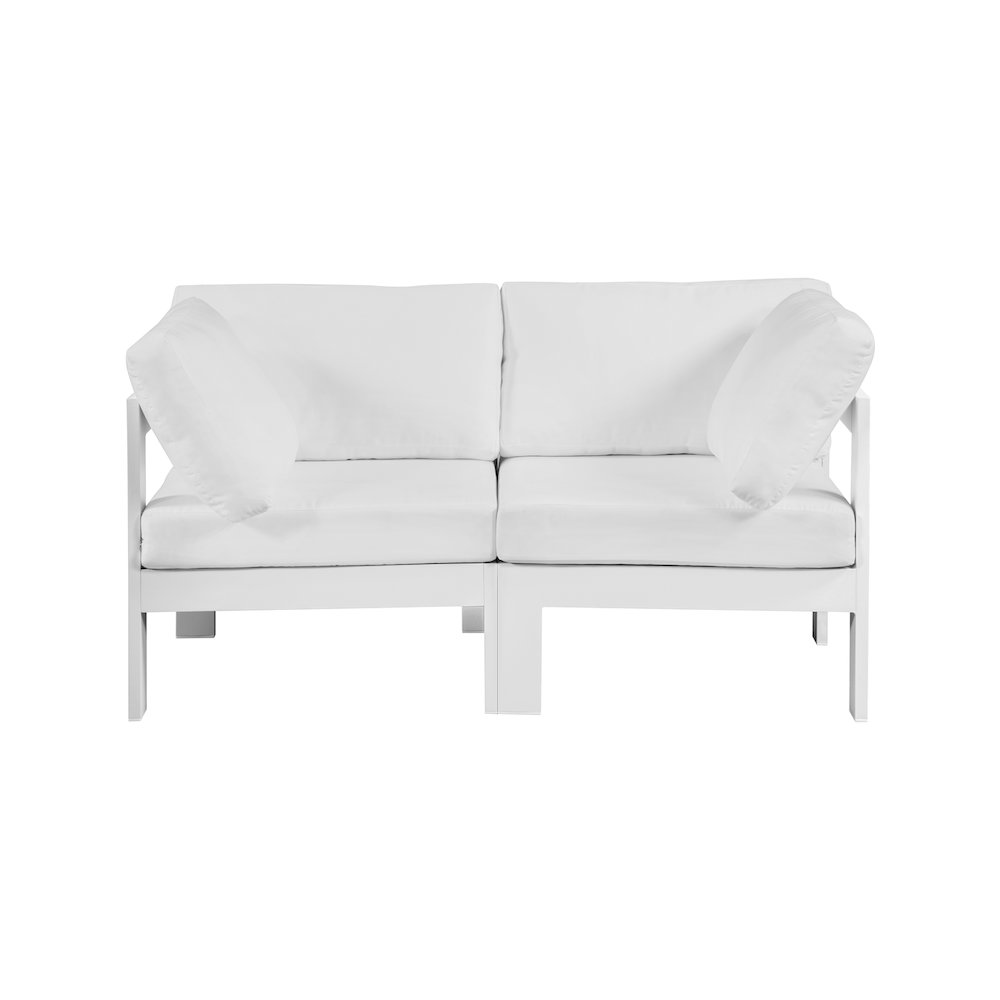 Nizuc White Water Resistant Fabric Outdoor Patio Modular Sofa. Picture 4
