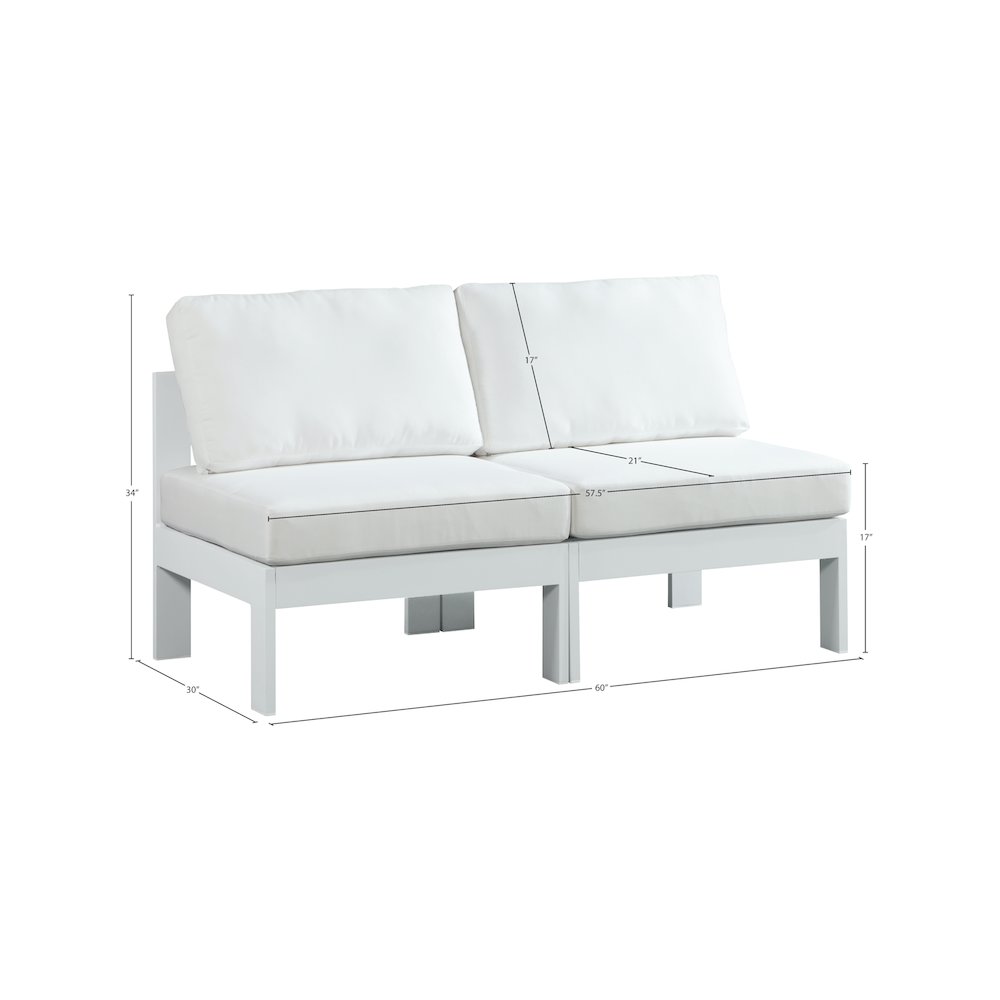 Nizuc White Water Resistant Fabric Outdoor Patio Modular Sofa. Picture 7