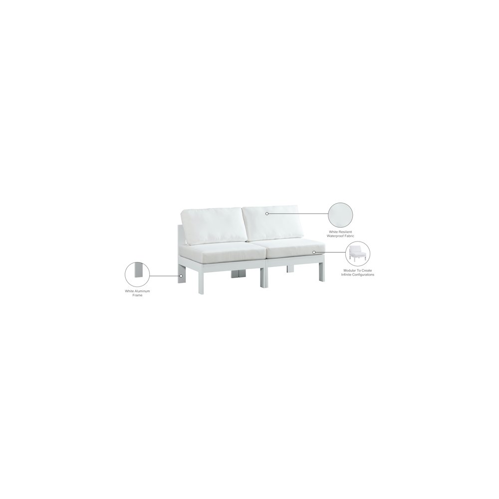 Nizuc White Water Resistant Fabric Outdoor Patio Modular Sofa. Picture 8