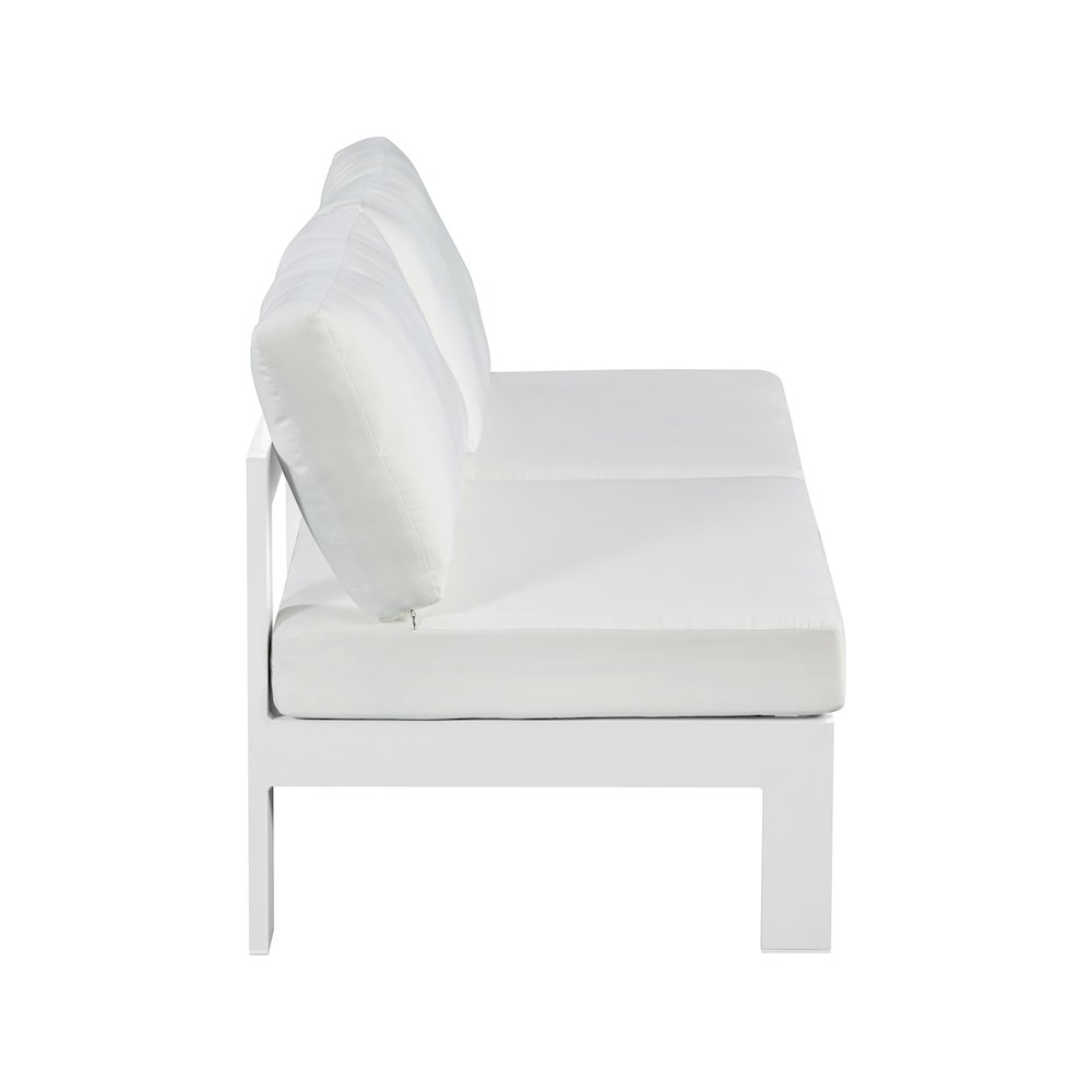 Nizuc White Water Resistant Fabric Outdoor Patio Modular Sofa. Picture 3
