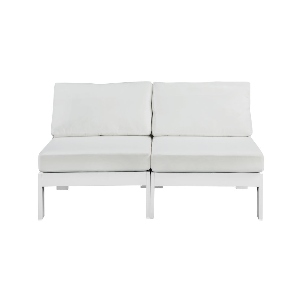 Nizuc White Water Resistant Fabric Outdoor Patio Modular Sofa. Picture 4