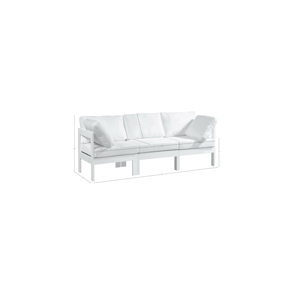 Nizuc White Water Resistant Fabric Outdoor Patio Modular Sofa. Picture 7