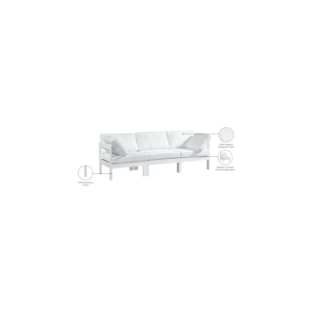 Nizuc White Water Resistant Fabric Outdoor Patio Modular Sofa. Picture 8