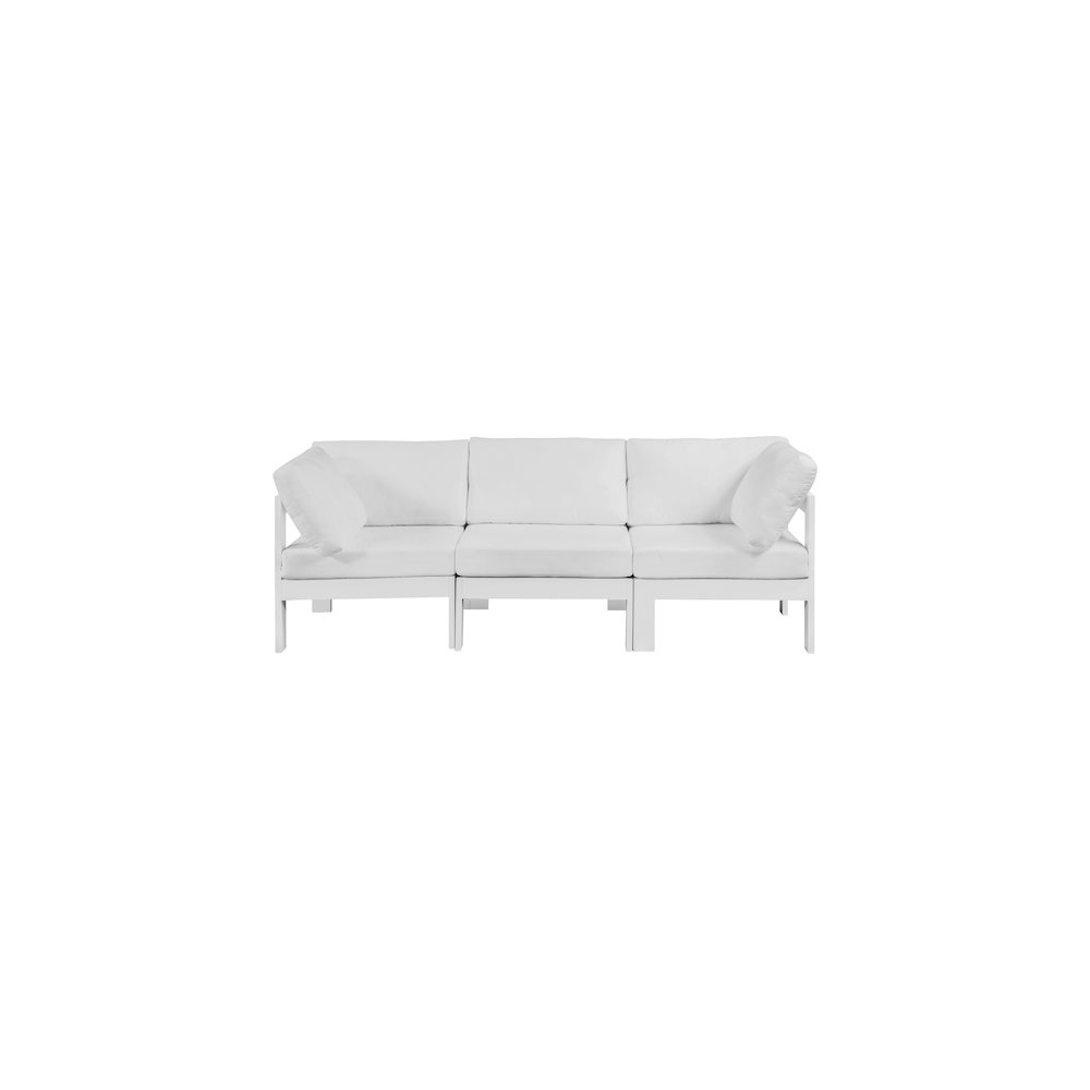 Nizuc White Water Resistant Fabric Outdoor Patio Modular Sofa. Picture 4
