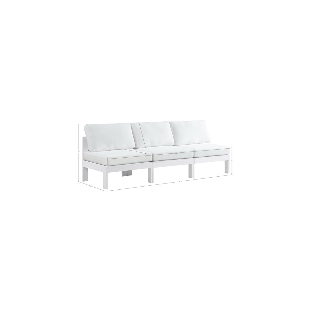 Nizuc White Water Resistant Fabric Outdoor Patio Modular Sofa. Picture 7