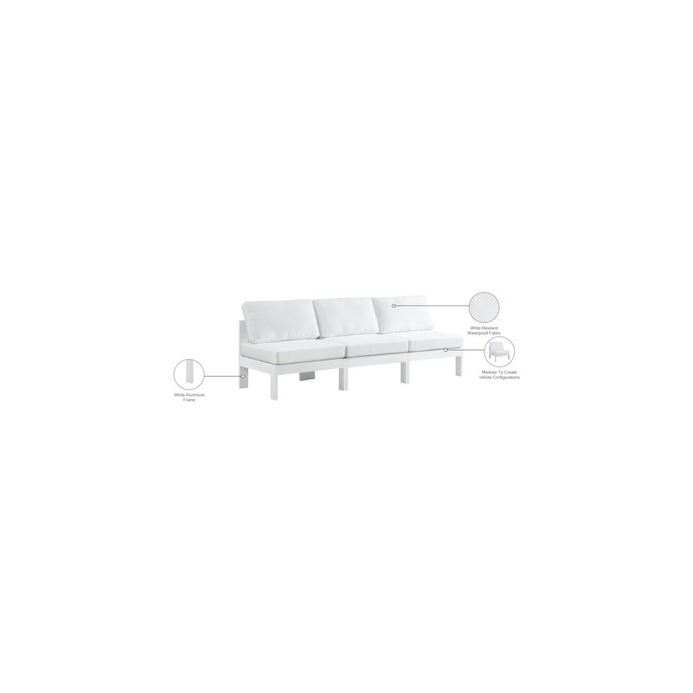 Nizuc White Water Resistant Fabric Outdoor Patio Modular Sofa. Picture 8