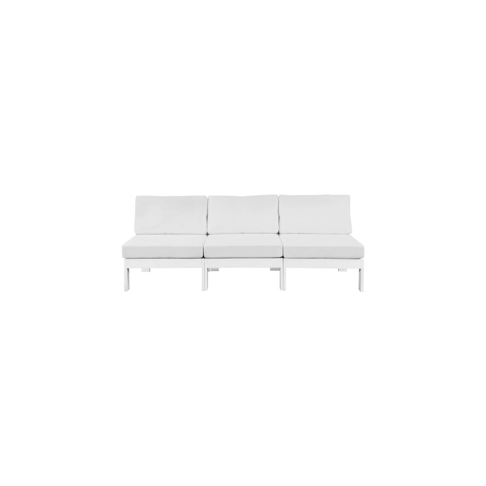 Nizuc White Water Resistant Fabric Outdoor Patio Modular Sofa. Picture 4
