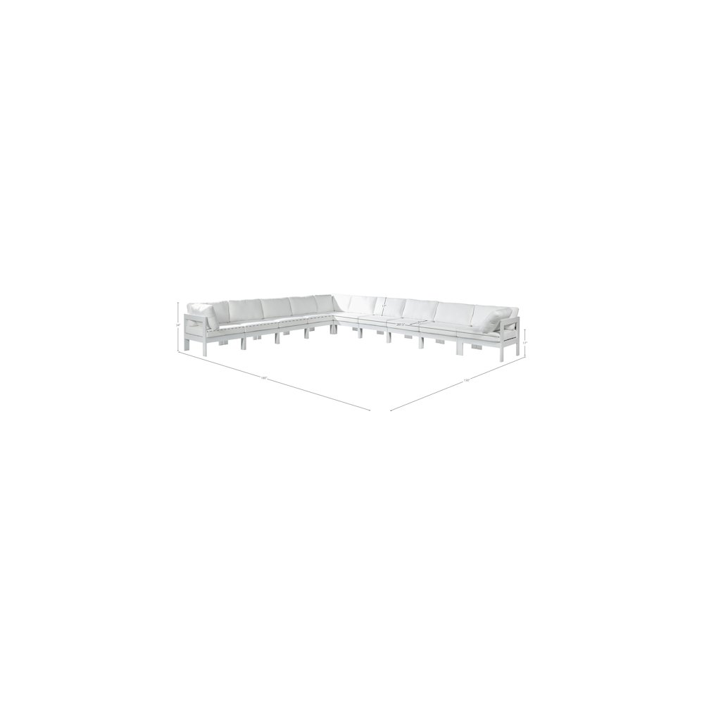 Nizuc White Water Resistant Fabric Outdoor Patio Modular Sectional. Picture 7