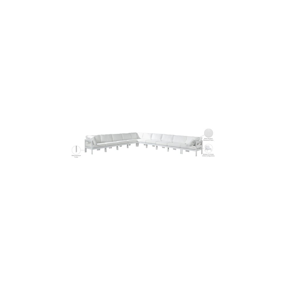 Nizuc White Water Resistant Fabric Outdoor Patio Modular Sectional. Picture 8