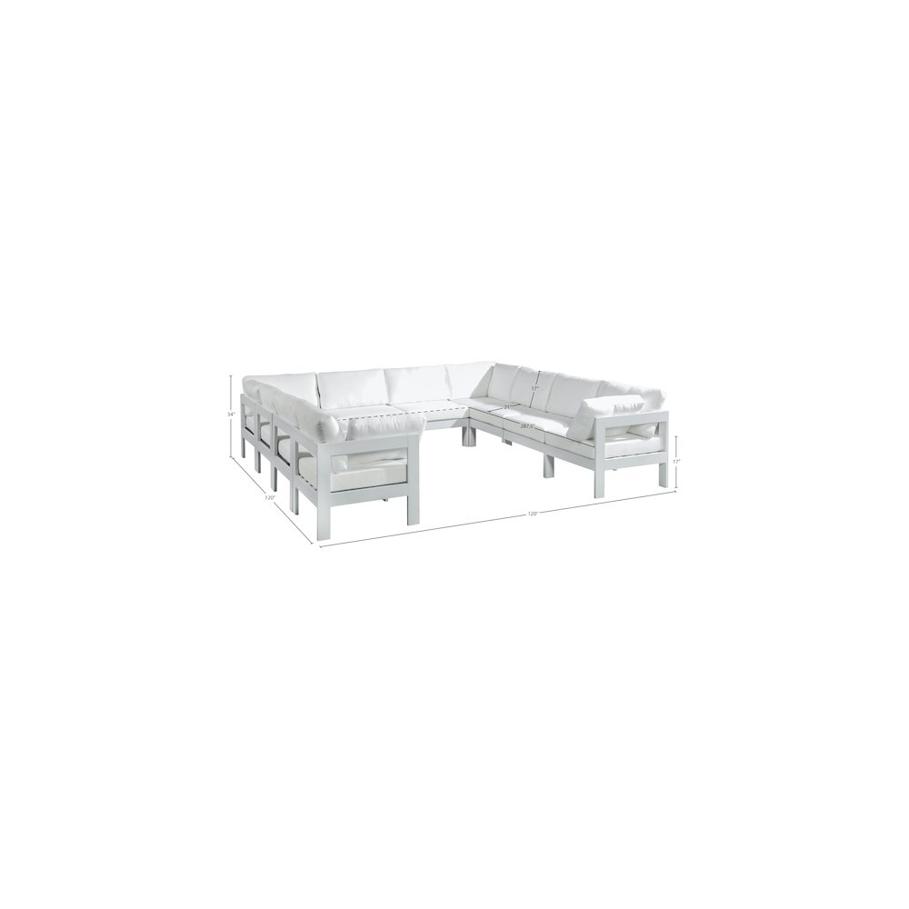 Nizuc White Water Resistant Fabric Outdoor Patio Modular Sectional. Picture 7