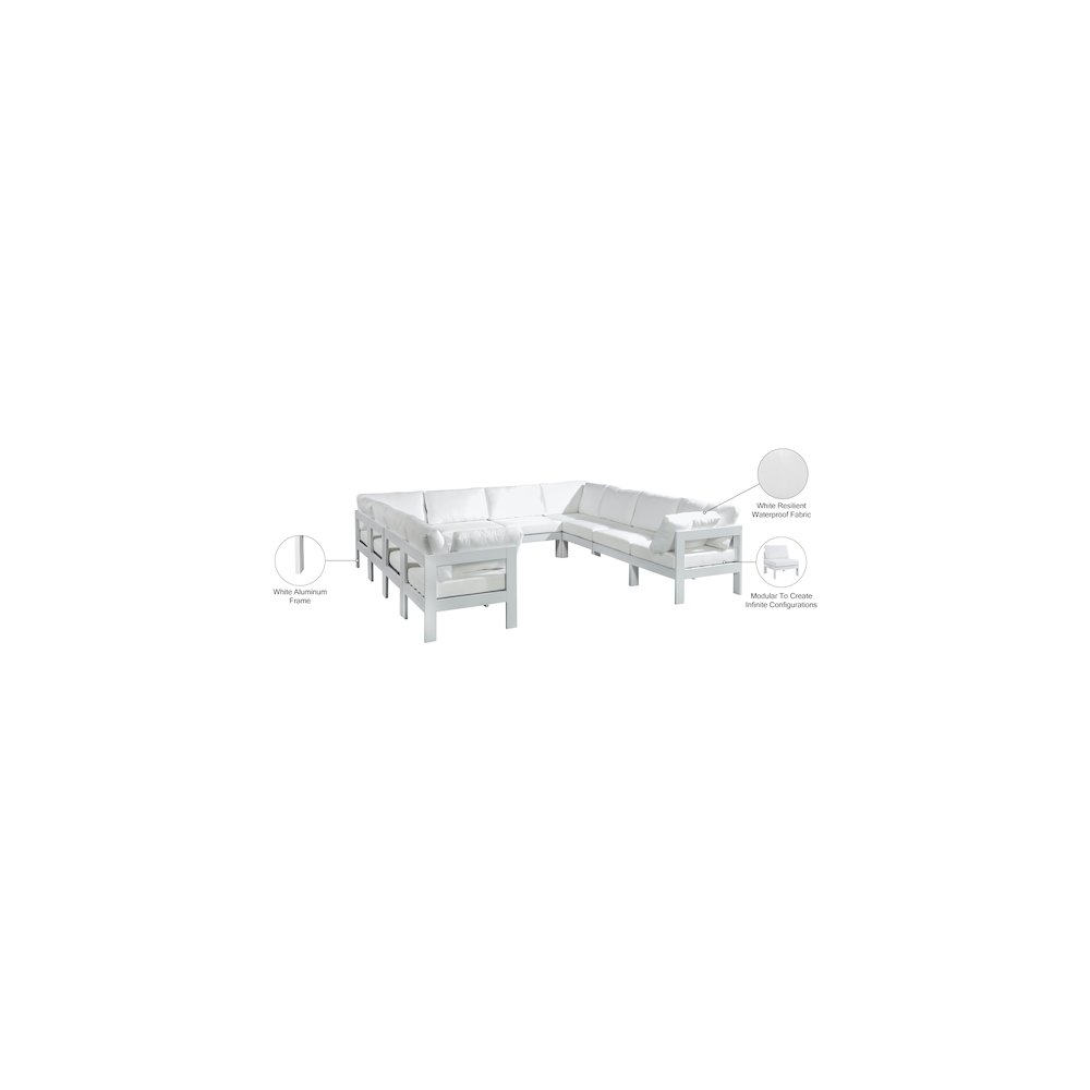 Nizuc White Water Resistant Fabric Outdoor Patio Modular Sectional. Picture 8