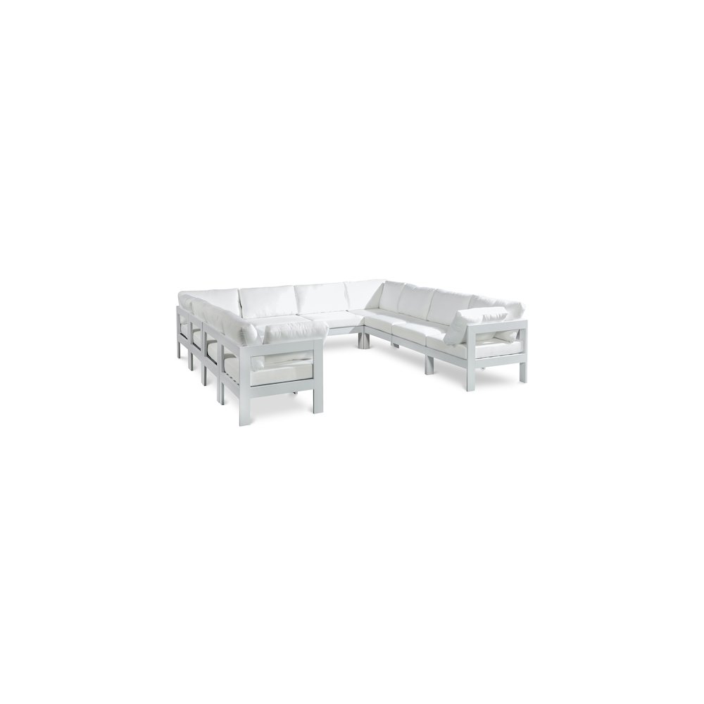 Nizuc White Water Resistant Fabric Outdoor Patio Modular Sectional. Picture 1