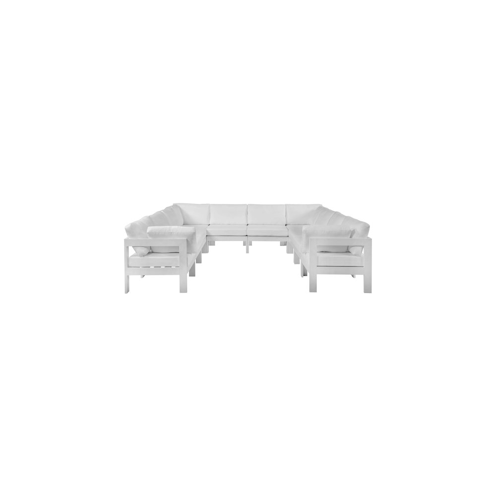 Nizuc White Water Resistant Fabric Outdoor Patio Modular Sectional. Picture 4