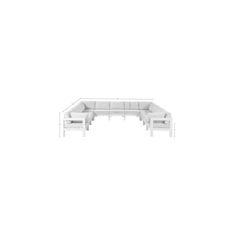 Nizuc White Water Resistant Fabric Outdoor Patio Modular Sectional. Picture 6