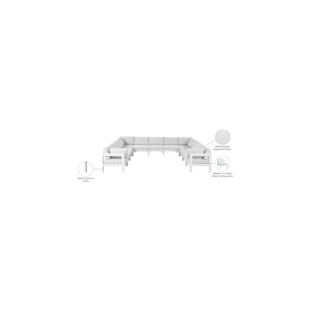 Nizuc White Water Resistant Fabric Outdoor Patio Modular Sectional. Picture 7