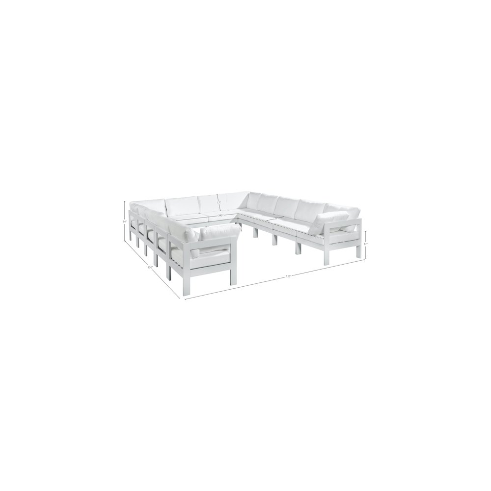 Nizuc White Water Resistant Fabric Outdoor Patio Modular Sectional. Picture 7