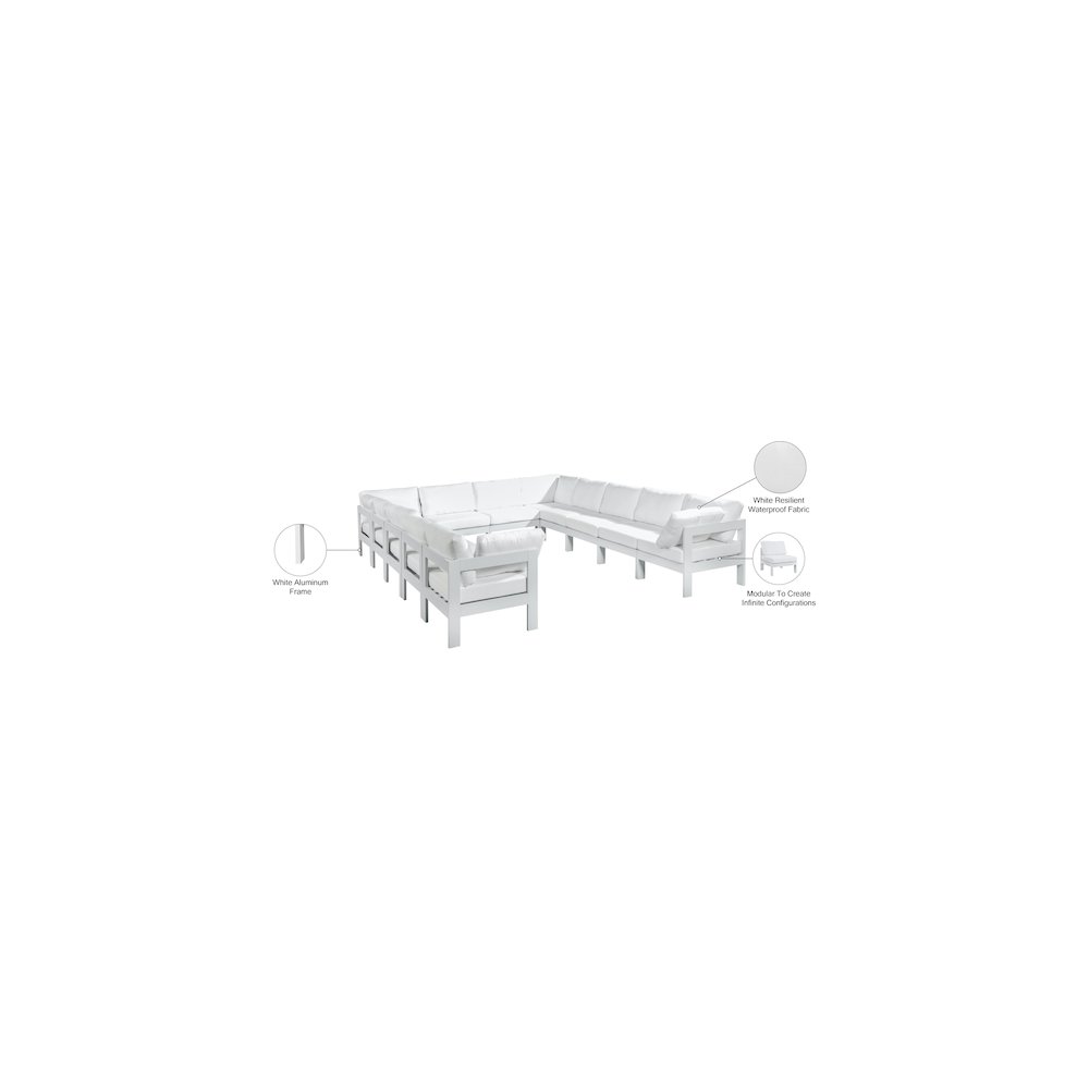 Nizuc White Water Resistant Fabric Outdoor Patio Modular Sectional. Picture 8