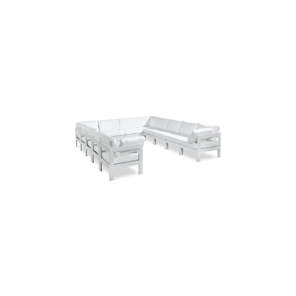 Nizuc White Water Resistant Fabric Outdoor Patio Modular Sectional. Picture 1