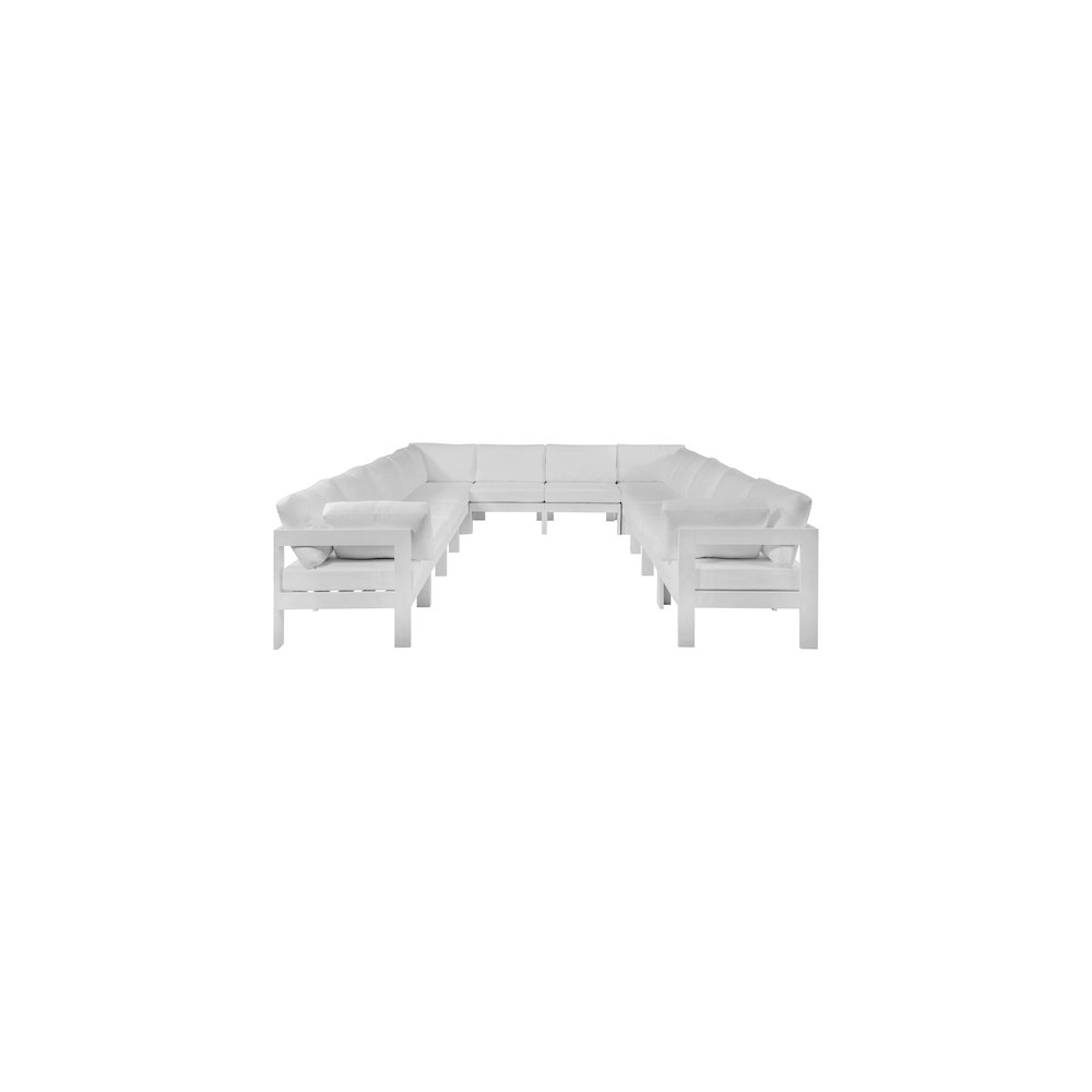 Nizuc White Water Resistant Fabric Outdoor Patio Modular Sectional. Picture 4
