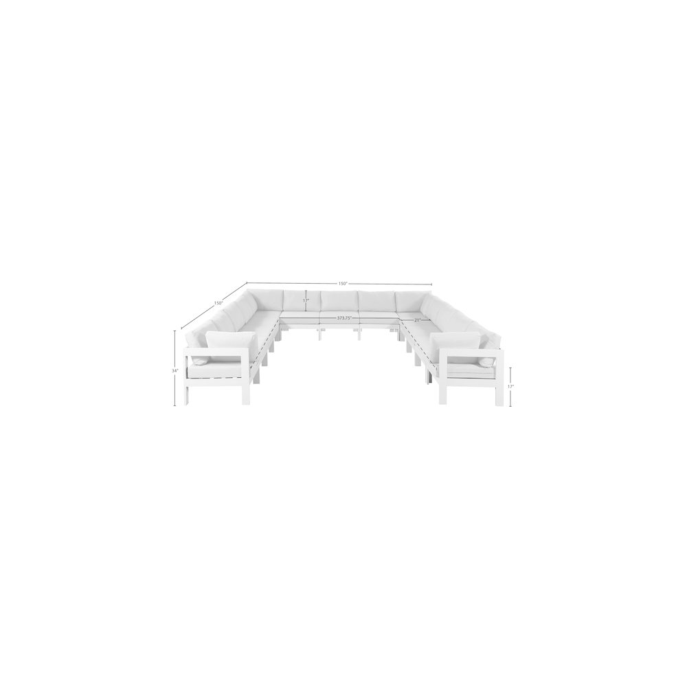 Nizuc White Water Resistant Fabric Outdoor Patio Modular Sectional. Picture 6
