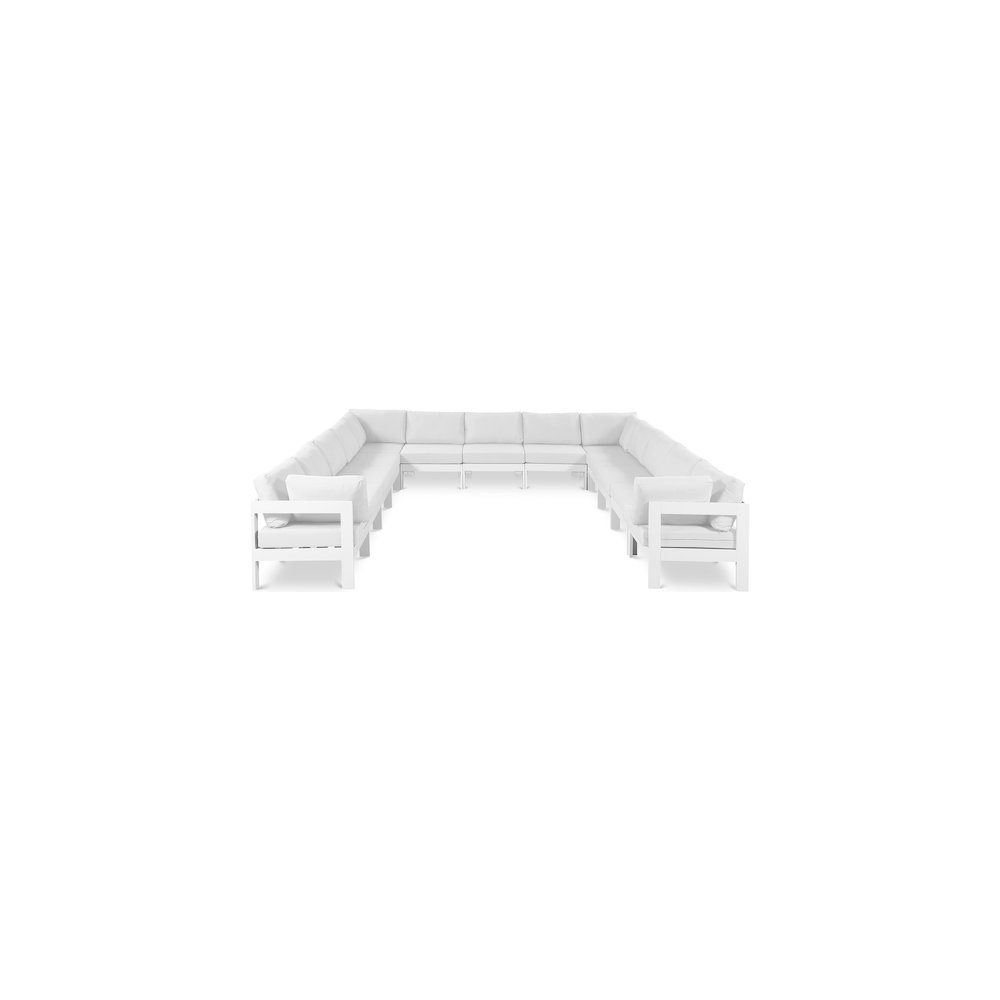 Nizuc White Water Resistant Fabric Outdoor Patio Modular Sectional. Picture 1