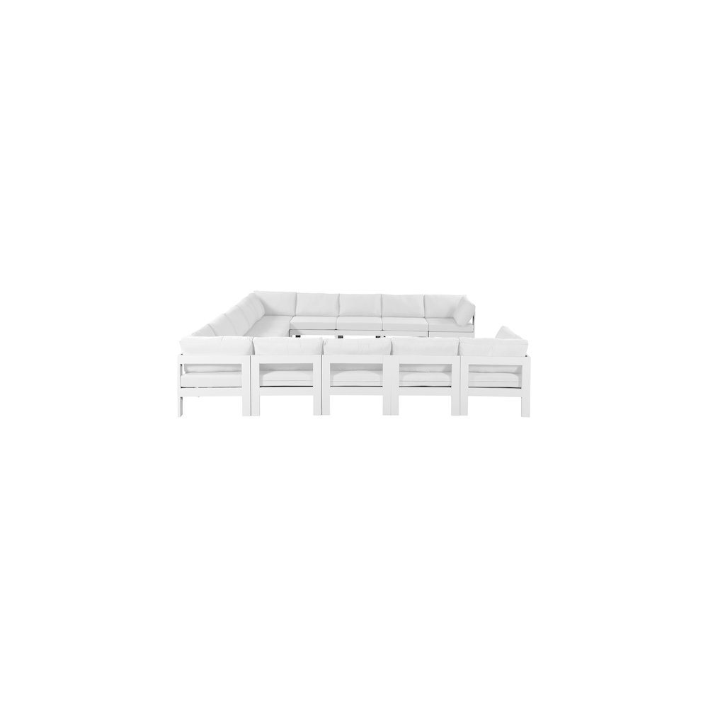 Nizuc White Water Resistant Fabric Outdoor Patio Modular Sectional. Picture 3