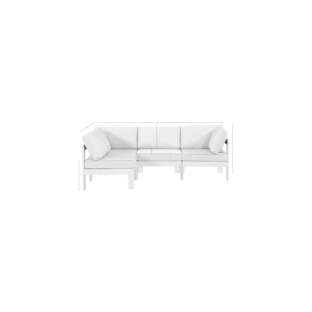 Nizuc White Water Resistant Fabric Outdoor Patio Modular Sectional. Picture 10