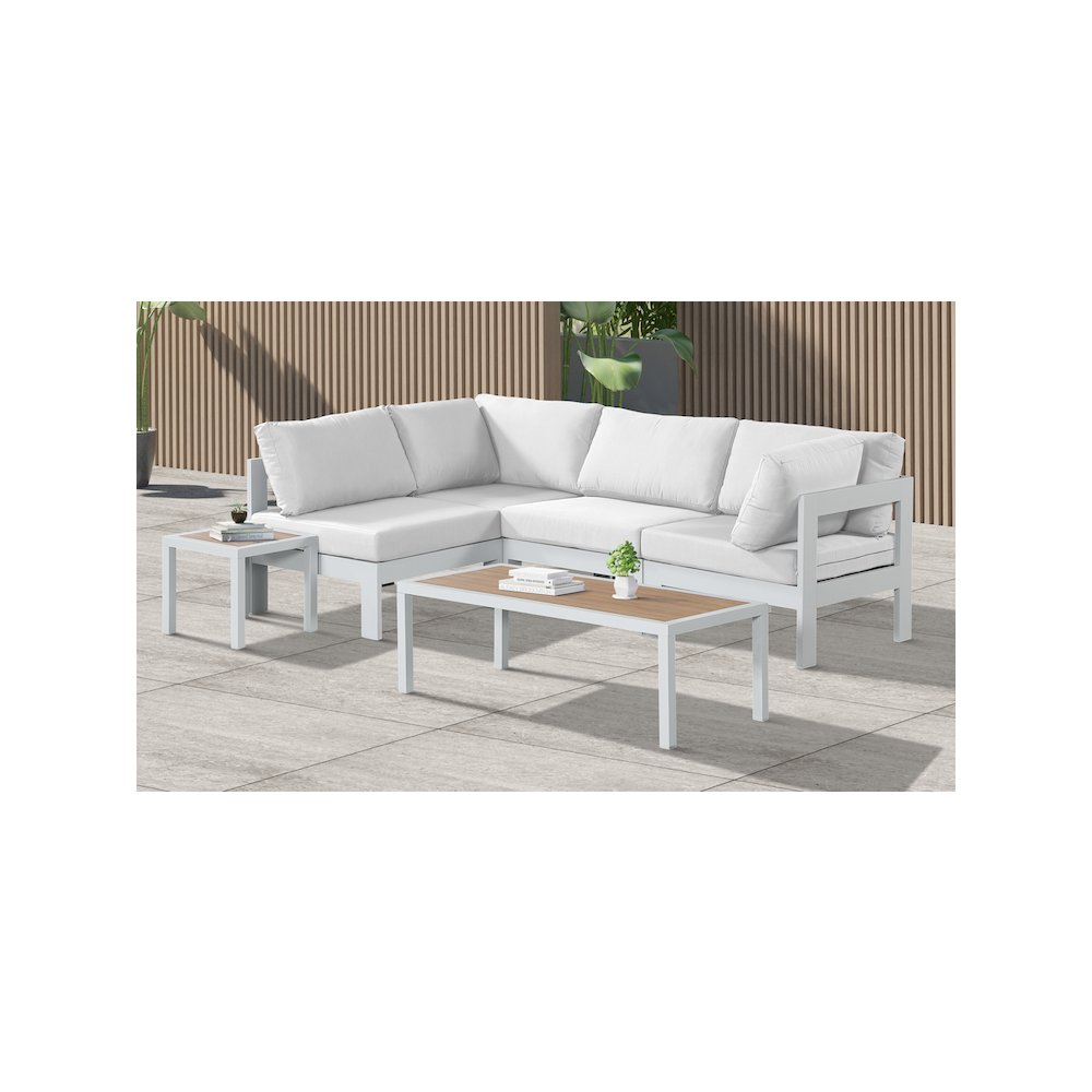Nizuc White Water Resistant Fabric Outdoor Patio Modular Sectional. Picture 2