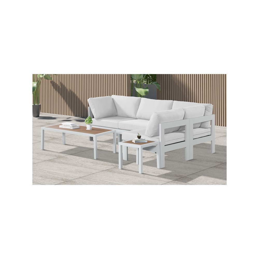Nizuc White Water Resistant Fabric Outdoor Patio Modular Sectional. Picture 3