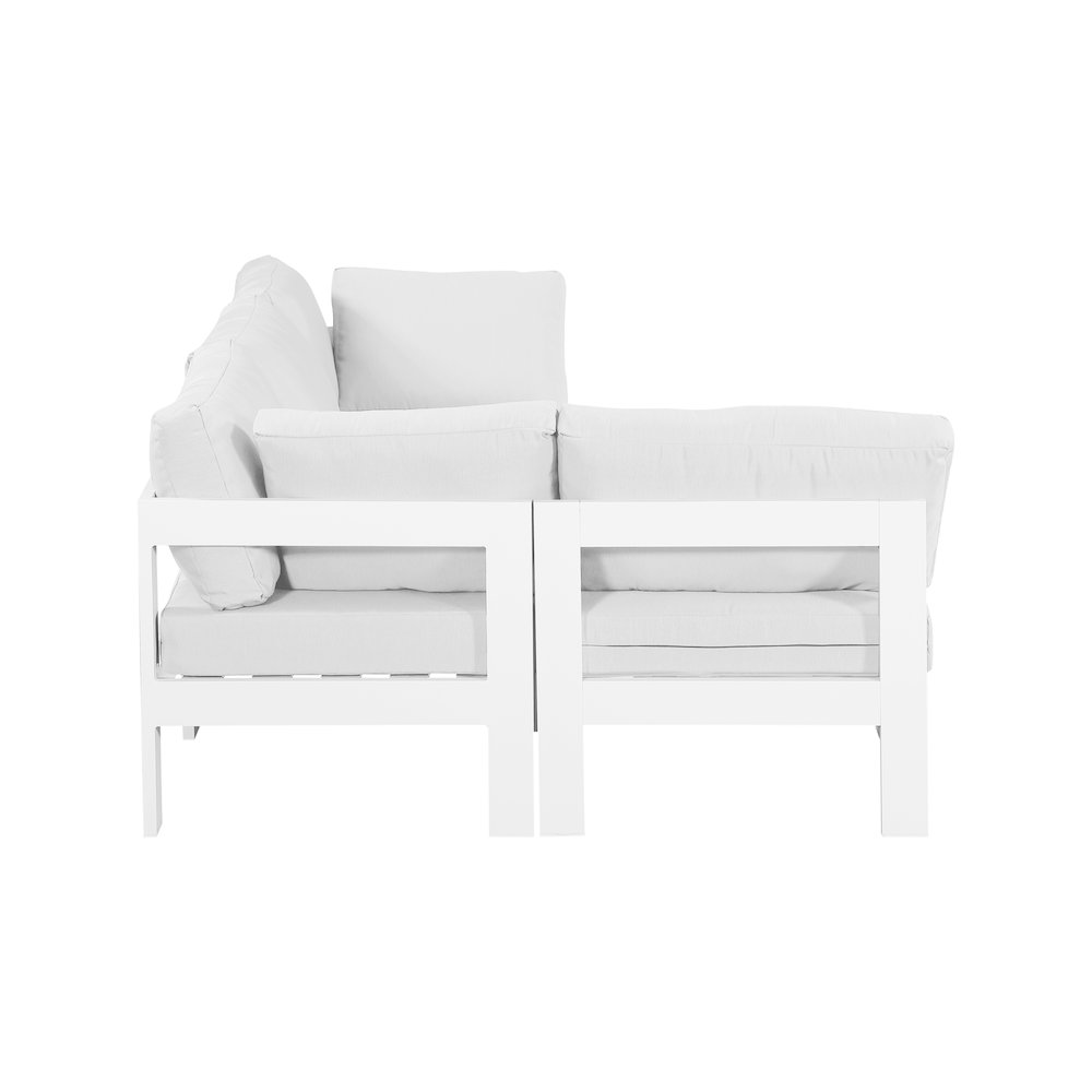 Nizuc White Water Resistant Fabric Outdoor Patio Modular Sectional. Picture 6