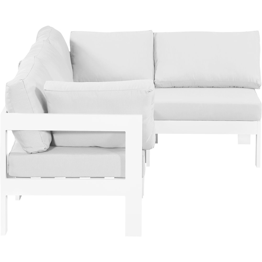 Nizuc White Water Resistant Fabric Outdoor Patio Modular Sectional. Picture 7