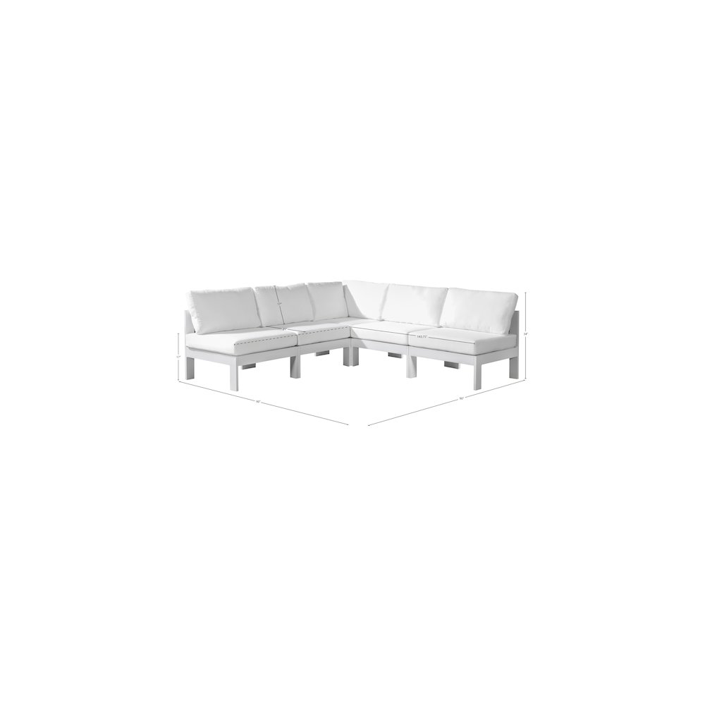 Nizuc White Water Resistant Fabric Outdoor Patio Modular Sectional. Picture 7