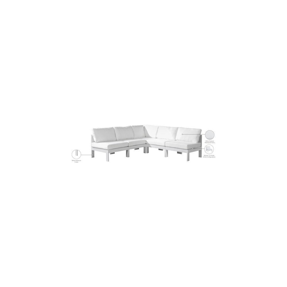 Nizuc White Water Resistant Fabric Outdoor Patio Modular Sectional. Picture 8