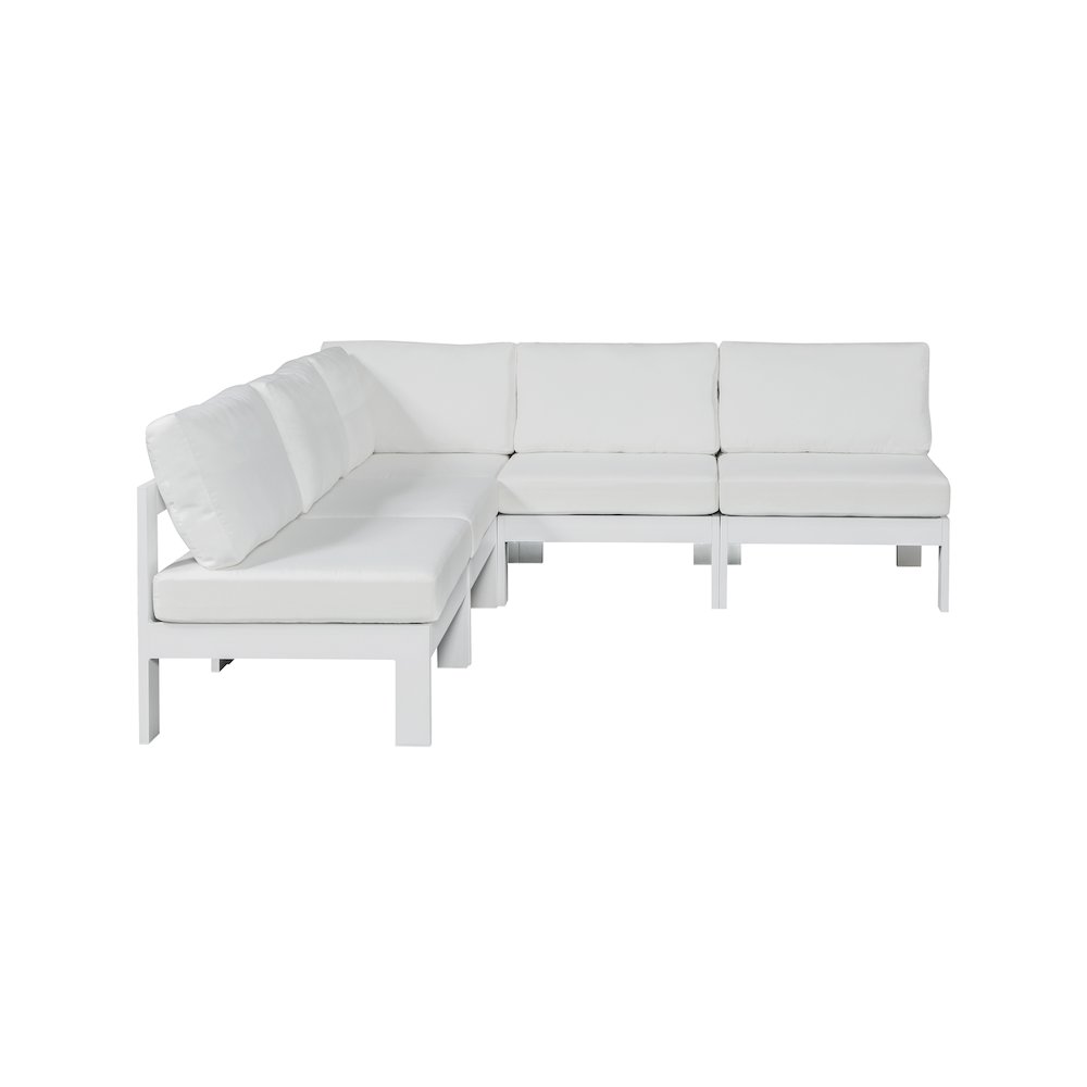Nizuc White Water Resistant Fabric Outdoor Patio Modular Sectional. Picture 4