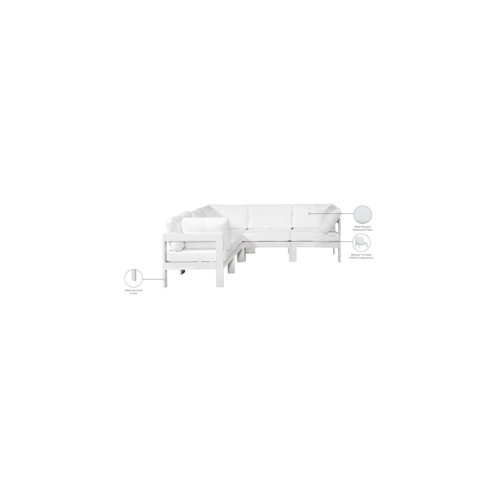 Nizuc White Water Resistant Fabric Outdoor Patio Modular Sectional. Picture 7