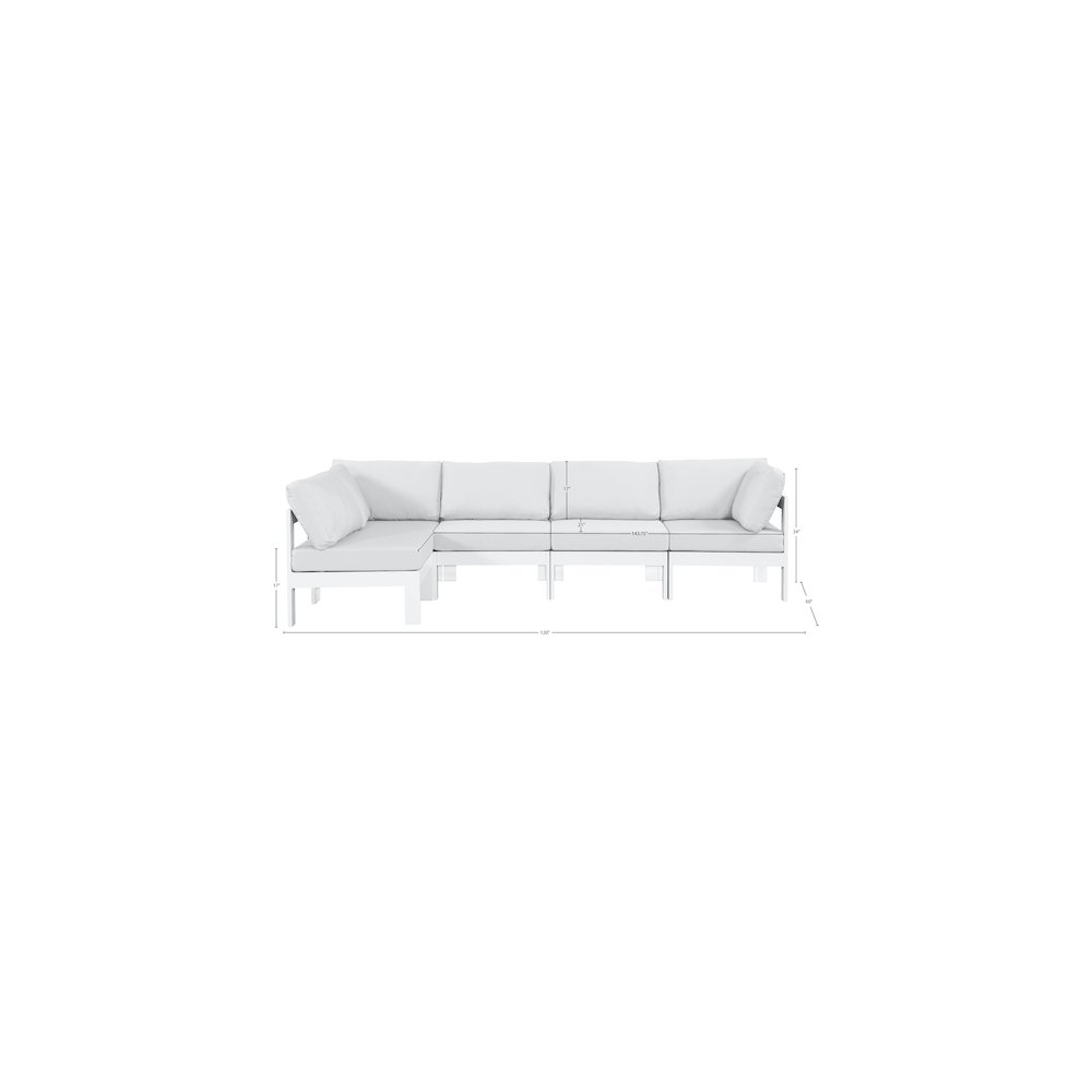 Nizuc White Water Resistant Fabric Outdoor Patio Modular Sectional. Picture 10