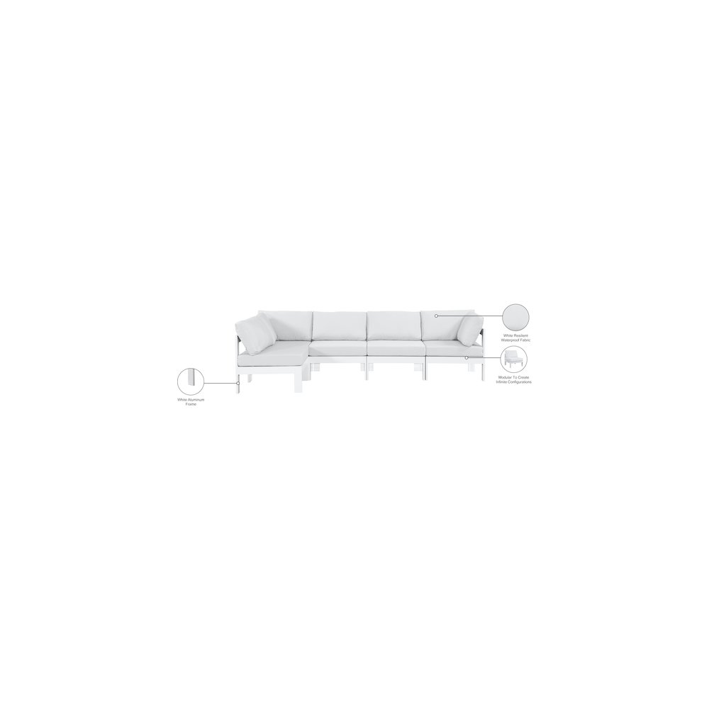Nizuc White Water Resistant Fabric Outdoor Patio Modular Sectional. Picture 11