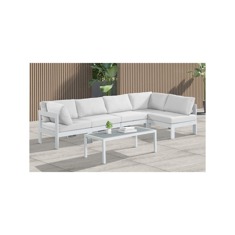 Nizuc White Water Resistant Fabric Outdoor Patio Modular Sectional. Picture 3