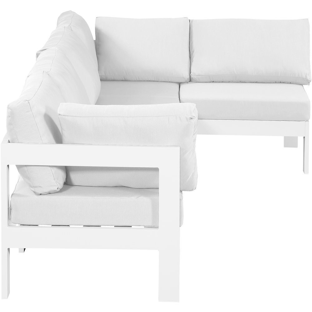 Nizuc White Water Resistant Fabric Outdoor Patio Modular Sectional. Picture 6