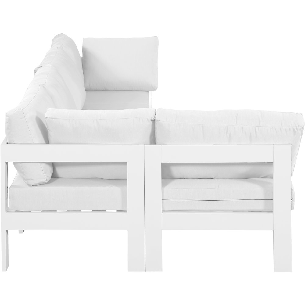 Nizuc White Water Resistant Fabric Outdoor Patio Modular Sectional. Picture 7