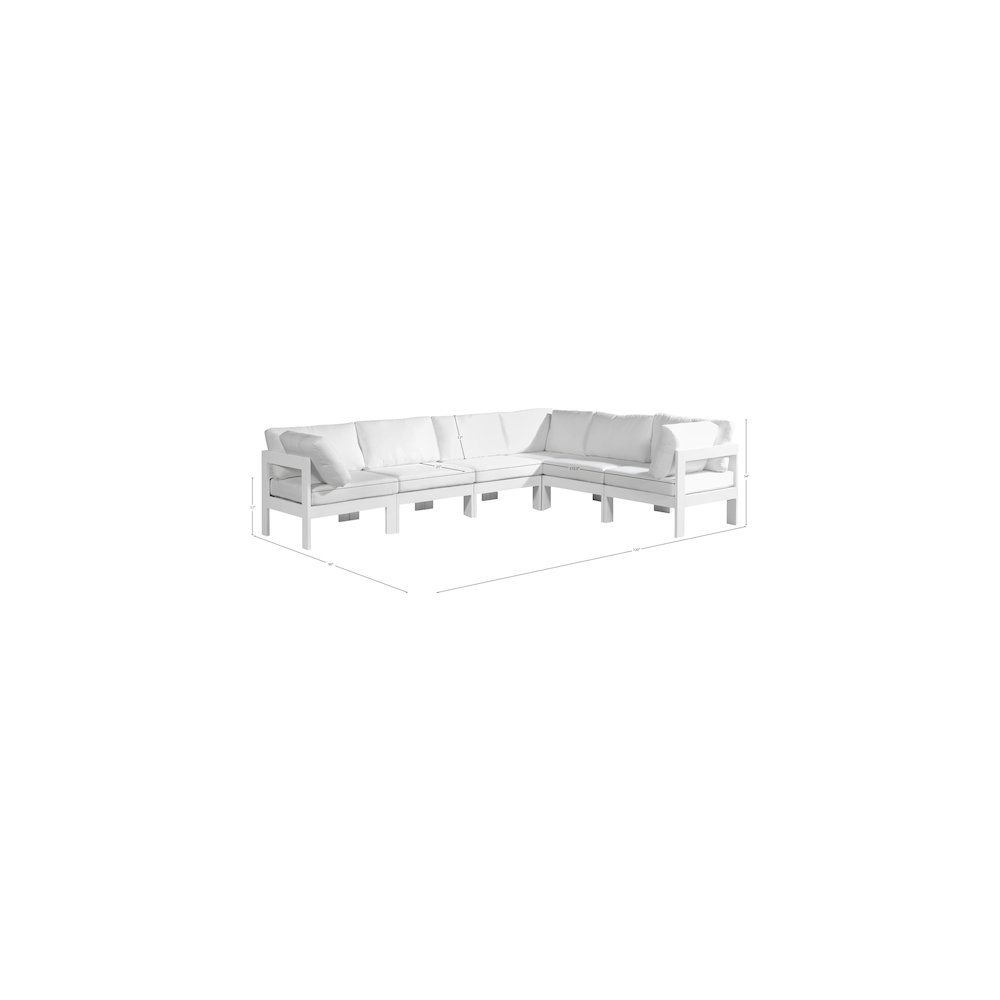 Nizuc White Water Resistant Fabric Outdoor Patio Modular Sectional. Picture 7