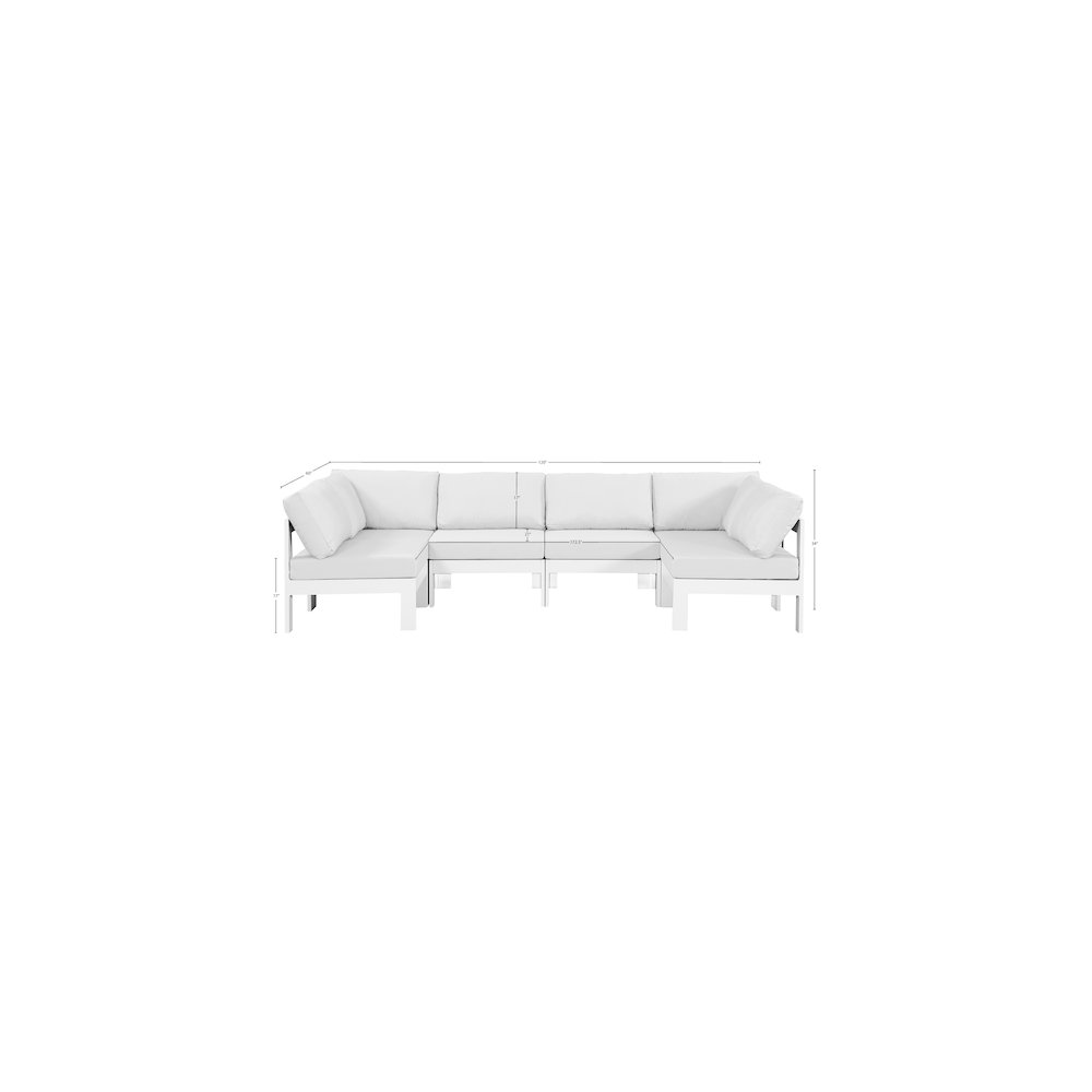 Nizuc White Water Resistant Fabric Outdoor Patio Modular Sectional. Picture 6