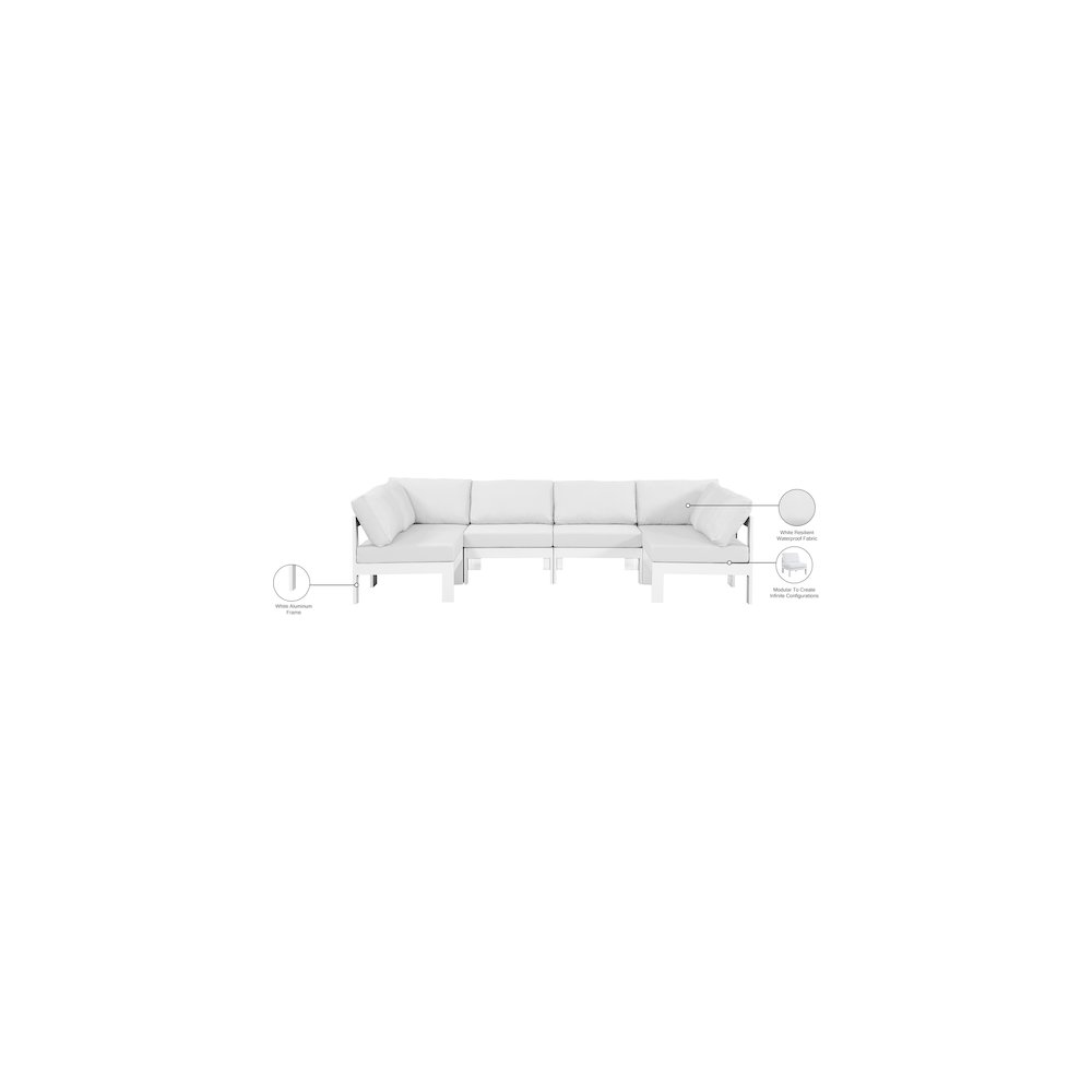 Nizuc White Water Resistant Fabric Outdoor Patio Modular Sectional. Picture 7